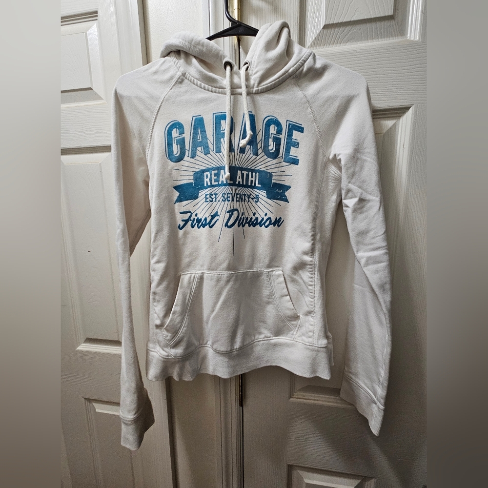 Garage Cream Hoodie with Blue Accents